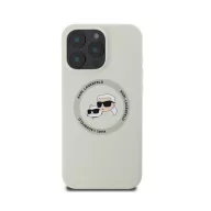   Karl Lagerfeld Liquid Silicone K&CH Heads Apple iPhone 16 Pro Magsafe kompatibilis hátlap tok, bézs