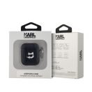 Karl Lagerfeld PU Embossed Choupette Head Apple AirPods 1/2 tok, fekete
