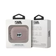   Karl Lagerfeld PU Embossed Choupette Head Apple AirPods Pro 2 tok, rózsaszín
