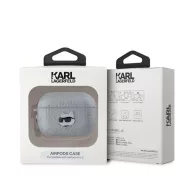   Karl Lagerfeld PU Embossed Choupette Head Apple AirPods Pro 2 tok, ezüst