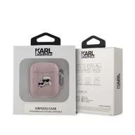   Karl Lagerfeld PU Embossed Karl and Choupette Heads Apple AirPods 1/2 tok, rózsaszín