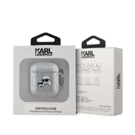   Karl Lagerfeld PU Embossed Karl and Choupette Heads Apple AirPods 1/2 tok, ezüst
