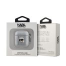 Karl Lagerfeld PU Embossed Karl Head Apple AirPods 1/2 tok, ezüst