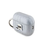   Karl Lagerfeld PU Embossed Karl and Choupette Heads Apple AirPods Pro 2 tok, ezüst