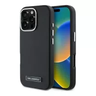   Karl Lagerfeld FW Metal Plate Apple iPhone 16 Pro MagSafe kompatibilis hátlap tok, fekete KLHMP16LPGMSRPK