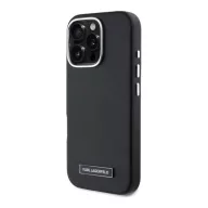   Karl Lagerfeld FW Metal Plate Apple iPhone 16 Pro MagSafe kompatibilis hátlap tok, fekete KLHMP16LPGMSRPK