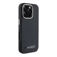   Karl Lagerfeld FW Metal Plate Apple iPhone 16 Pro MagSafe kompatibilis hátlap tok, fekete KLHMP16LPGMSRPK