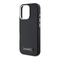   Karl Lagerfeld FW Metal Plate Apple iPhone 16 Pro MagSafe kompatibilis hátlap tok, fekete KLHMP16LPGMSRPK