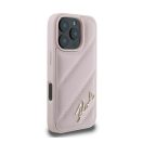 Karl Lagerfeld Quilted Signature Apple iPhone 16 Pro Max hátlap tok, rózsaszín KLHCP16XPQDSMGP