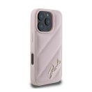 Karl Lagerfeld Quilted Signature Apple iPhone 16 Pro hátlap tok, rózsaszín KLHCP16LPQDSMGP