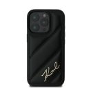 Karl Lagerfeld Quilted Signature Apple iPhone 16 Pro hátlap tok, fekete KLHCP16LPQDSMGK