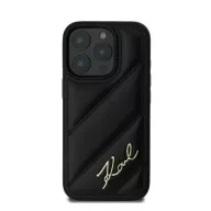   Karl Lagerfeld Quilted Signature Apple iPhone 16 Pro hátlap tok, fekete KLHCP16LPQDSMGK