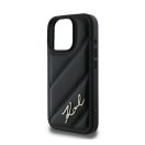 Karl Lagerfeld Quilted Signature Apple iPhone 16 Pro hátlap tok, fekete KLHCP16LPQDSMGK
