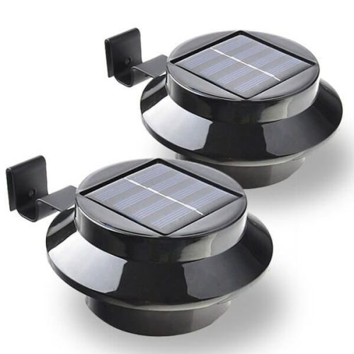 Kerti lámpa szett, ereszre szerelhető, 2 db – os, napelemes, LED-es, fekete
