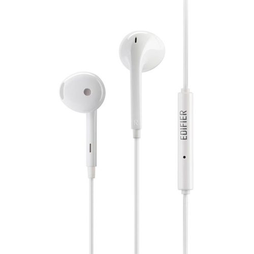 Vezetékes sztereó fülhallgató, 3.5 mm, mikrofon, funkció gomb, hangerő szabályzó, Edifier P180 Plus, fehér