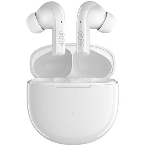 Bluetooth sztereó fülhallgató, v5.2, TWS, töltőtok, érintés vezérlés, zajszűrővel, játékosoknak ajánlott, QCY T18, fehér