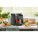 Forró levegős sütő, fritőz, Air Fryer, olaj nélküli, 1050 W teljesítmény, 4.5 l-es, Digitális kijelzővel, 8 programos, Leacco AF020, szürke
