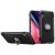 Apple iPhone 7 / 8 / SE (2020) / SE (2022), Műanyag hátlap védőtok, szilikon keret, telefontartó gyűrű, karbon minta, fekete