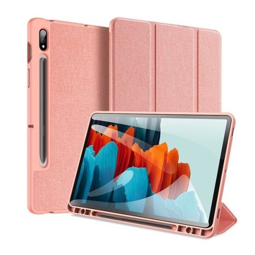 Samsung Galaxy Tab S7 11.0 / Tab S8 11.0, mappa tok, Trifold, S Pen tartóval, Dux Ducis Domo, rózsaszín