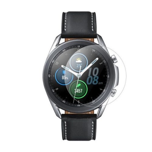 Samsung Galaxy Watch 3 (45mm) SM-R840 / R845, Kijelzővédő fólia, ütésálló fólia (az íves részre nem hajlik rá!), Tempered Glass (edzett üveg), Clear