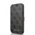 Apple iPhone 12 Pro Max, Oldalra nyíló tok, kártyatartóval, Guess minta, Guess 4G, sötétszürke