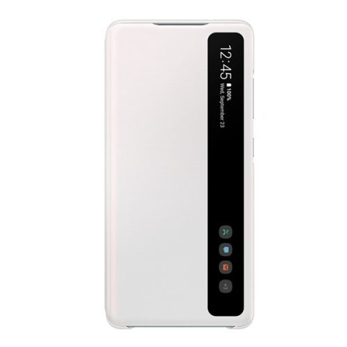 Samsung Galaxy S20 FE / S20 FE 5G SM-G780 / G781, Oldalra nyíló tok, hívás mutatóval, Clear View Cover, fehér, gyári
