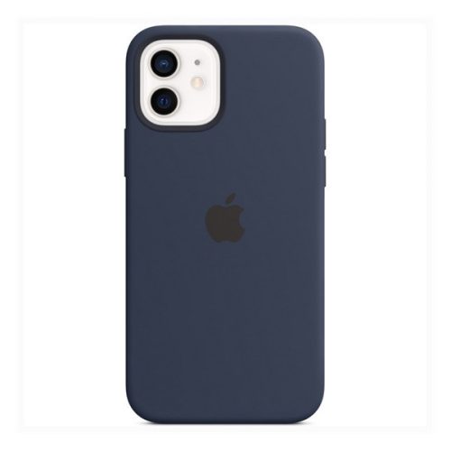 Apple iPhone 12 / 12 Pro, Szilikon tok, Magsafe kompatibilis, sötétkék, gyári