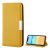 Apple iPhone 12 Mini, Oldalra nyíló tok, bőrhatású, stand, elegáns fémcsat, mágneses, sárga