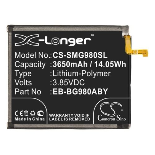 Samsung Galaxy S20 / S20 5G SM-G980 / G981, Akkumulátor, 3650 mAh, Li-Polymer, Cameron Sino, kompatibilis