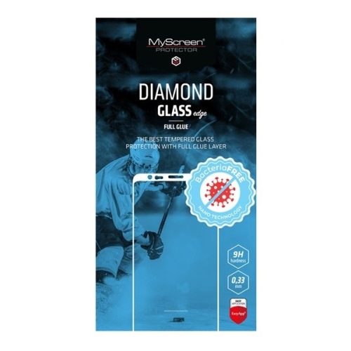 Xiaomi Redmi Note 9S / 9 Pro / 9 Pro Max, Kijelzővédő ütésálló fólia (az íves részre is!), MyScreen Diamond Glass (Edzett gyémántüveg), Full Glue, Antibacterial, fekete