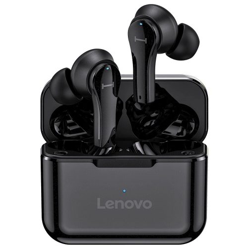 Bluetooth sztereó fülhallgató, v5.0, TWS, töltőtok, érintés vezérlés, vízálló, Lenovo QT82, fekete, gyári