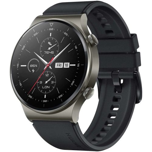 Bluetooth okosóra, szilikon szíj, fém keret, v5.1, aktivitás mérő, vízálló, hívás fogadás - elutasítás, Huawei Watch GT2 Pro (46mm), fekete, gyári