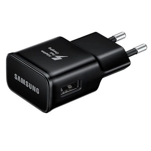 Hálózati töltő adapter, 15W, USB aljzat, gyorstöltés, Samsung, fekete, gyári