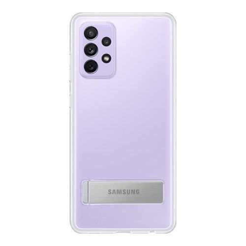 Samsung Galaxy A72 / A72 5G SM-A725F / A726B, Műanyag hátlap védőtok, dupla rétegű, gumírozott, kitámasztóval, átlátszó, gyári