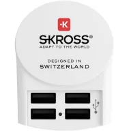   Hálózati töltő adapter, 24W, 4 x USB aljzat, SKRoss, fehér