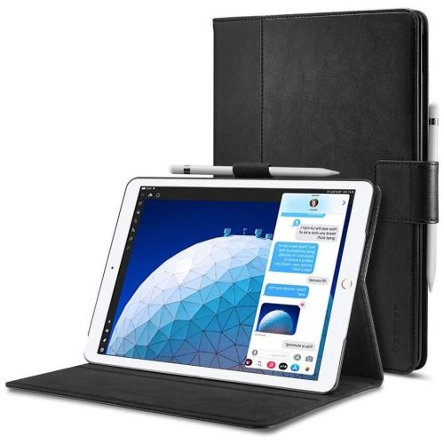 Apple iPad Pro 10.5 (2017) / iPad Air (2019), mappa tok, csatos, Spigen Stand Folio, fekete