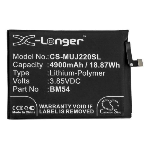 Xiaomi Redmi Note 9 5G / Note 9T 5G, Akkumulátor, 4900 mAh, Li-Polymer, Cameron Sino, kompatibilis
