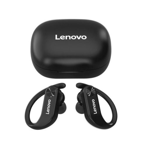 Bluetooth sztereó fülhallgató, v5.0, TWS, töltőtok, vízálló, zajszűrővel, érintés vezérlés, sportoláshoz, Lenovo LP7, fekete, gyári