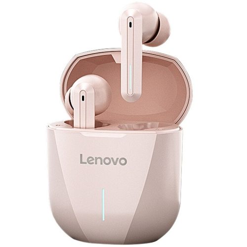Bluetooth sztereó fülhallgató, v5.0, TWS, töltőtok, vízálló, zajszűrővel, érintés vezérlés, Lenovo XG01, rózsaszín, gyári