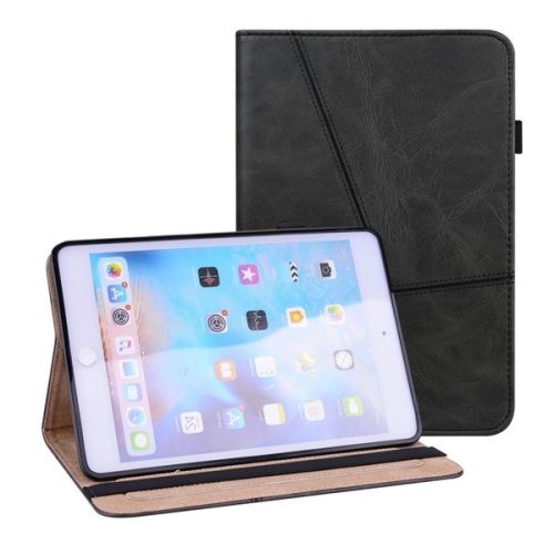 Apple iPad Mini (2021) (8.3), mappa tok, stand, bőrhatású, koptatott, fekete