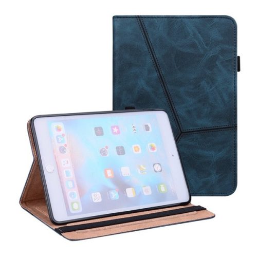 Apple iPad Mini (2021) (8.3), mappa tok, stand, bőrhatású, koptatott, sötétkék