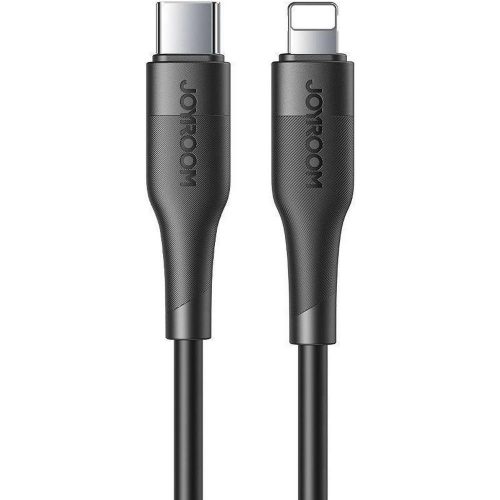 USB Type-C töltő- és adatkábel, Lightning, 120 cm, 2400 mA, 20W, törésgátlóval, gyorstöltés, PD, Joyroom M3, S-1224M3, fekete