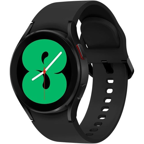 Bluetooth okosóra, szilikon szíj, alumínium keret, v5.0, eSim, aktivitás és egészség mérő, vízálló, hangszóró, Samsung Galaxy Watch 4 (44mm) SM-R875 (LTE), fekete, gyári