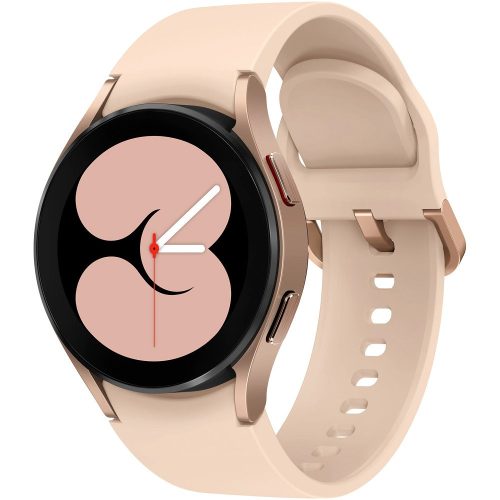 Bluetooth okosóra, szilikon szíj, alumínium keret, v5.0, eSim, aktivitás és egészség mérő, vízálló, hangszóró, Samsung Galaxy Watch 4 (40mm) SM-R865 (LTE), vörösarany, gyári