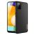 Samsung Galaxy A03s SM-A037F, Műanyag hátlap védőtok + szilikon keret, fényvisszaverő szövet hátlap, rács minta, Dux Ducis Fino, fekete