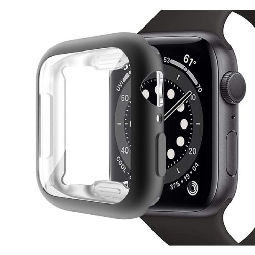 Apple Watch 7 (45mm), Szilikon védőkeret, közepesen ütésálló, szíj nélkül, fekete