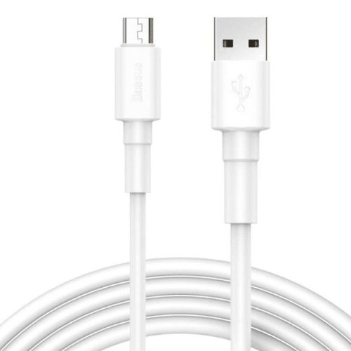 USB töltő- és adatkábel, microUSB, 100 cm, 2400 mA, törésgátlóval, Baseus Mini, CAMSW-02, fehér