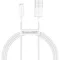 USB töltő- és adatkábel, Lightning, 100 cm, 2400 mA, törésgátlóval, gyorstöltés, PD, Baseus Superior, CALYS-A02, fehér