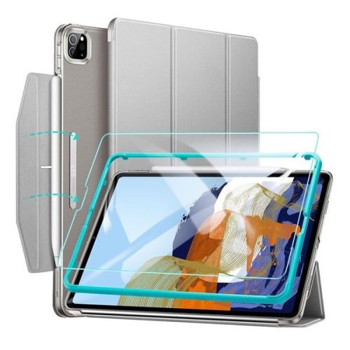 Apple iPad Pro 11 (2020 / 2021 / 2022), mappa tok, Smart Case, + üvegfólia, Apple Pencil tartóval, mágneses csattal, ESR Ascend Protection Bundle, szürke