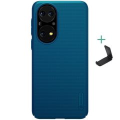   Huawei P50 / P50E, Műanyag hátlap védőtok, stand, Nillkin Super Frosted, zöldes-kék